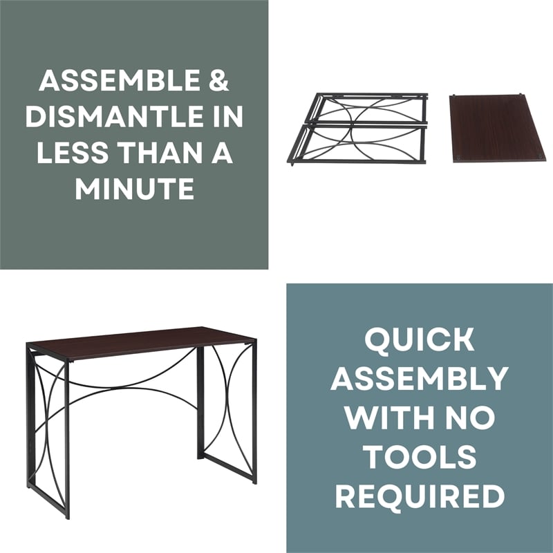 Convenience Concepts Nova Folding Desk in Espresso Wood Finish and Metal Frame