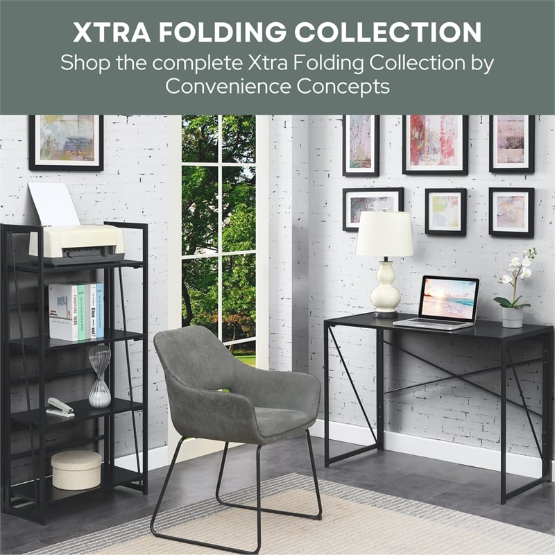 Convenience Concepts Nova Folding Desk in Espresso Wood Finish and Metal Frame