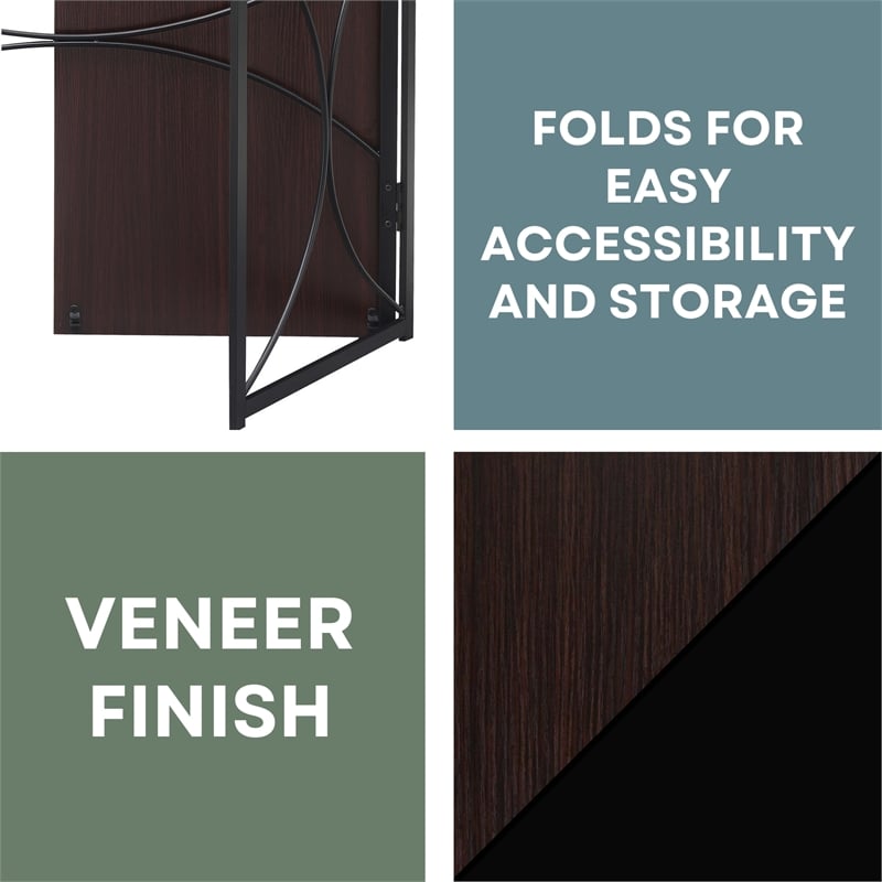 Convenience Concepts Nova Folding Desk in Espresso Wood Finish and Metal Frame