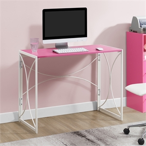 Designs2Go Nova Folding Desk 39.5&quot in Pink Wood and White Metal Frame