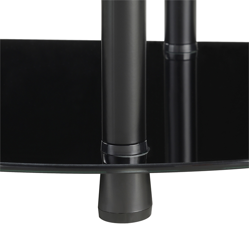 Designs2Go Classic Three-Tier Display Entryway Hall Table in Black Glass
