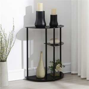 Designs2Go Classic Three-Tier Display Entryway Hall Table in Black Glass