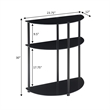 Designs2Go Classic Three-Tier Half-Circle Entryway Hall Table in Black Glass