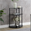 Designs2Go Classic Three-Tier Half-Circle Entryway Hall Table in Black Glass