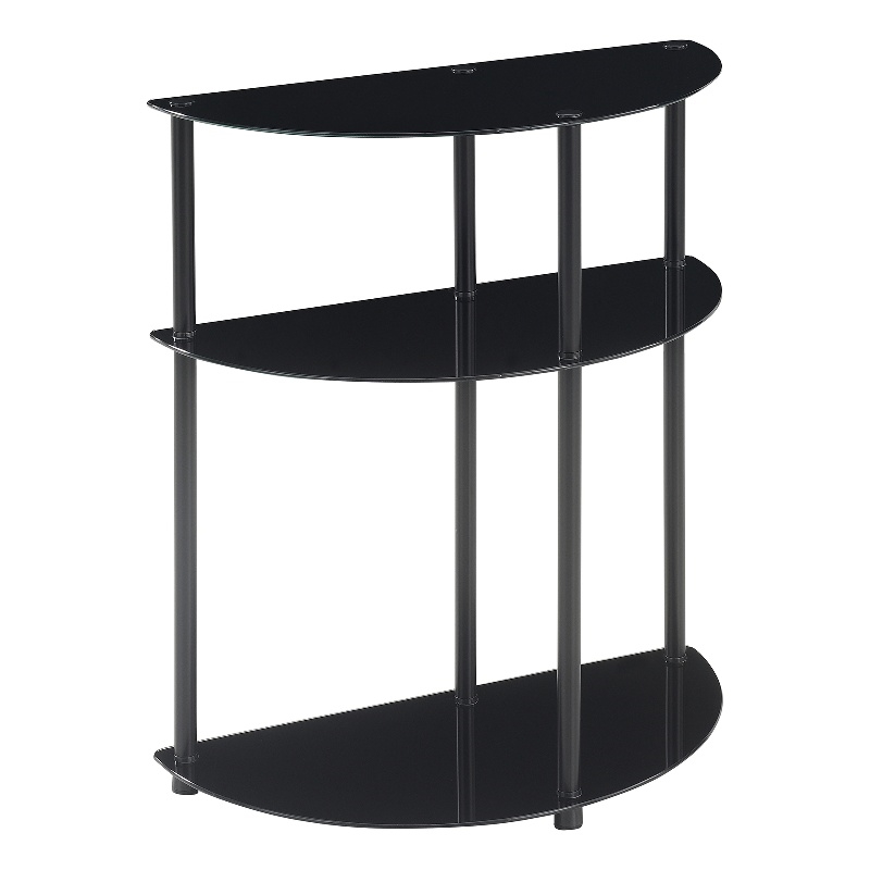 Designs2Go Classic Three-Tier Half-Circle Entryway Hall Table in Black Glass