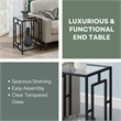 Convenience Concepts Town Square Black Metal End Table with Glass Shelf and Top