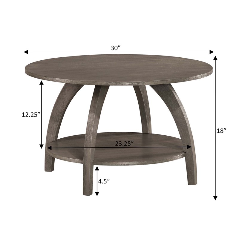 Convenience Concepts Aldrin Coffee Table with Shelf in Gray Wood Finish