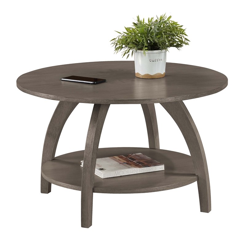 Convenience Concepts Aldrin Coffee Table with Shelf in Gray Wood Finish