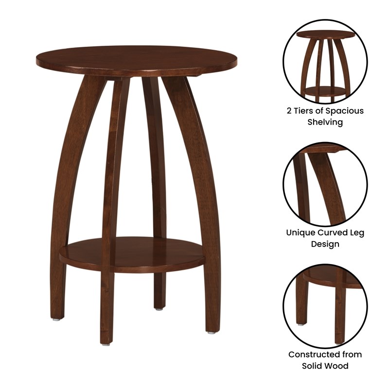 Convenience Concepts Aldrin End Table with Shelf in Espresso Wood Finish