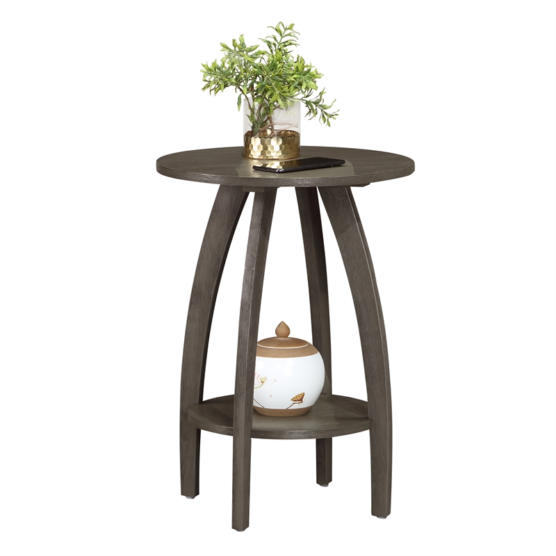 Convenience Concepts Aldrin End Table with Shelf in Gray Wood Finish