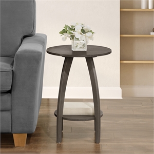 Convenience Concepts Aldrin End Table with Shelf in Gray Wood Finish
