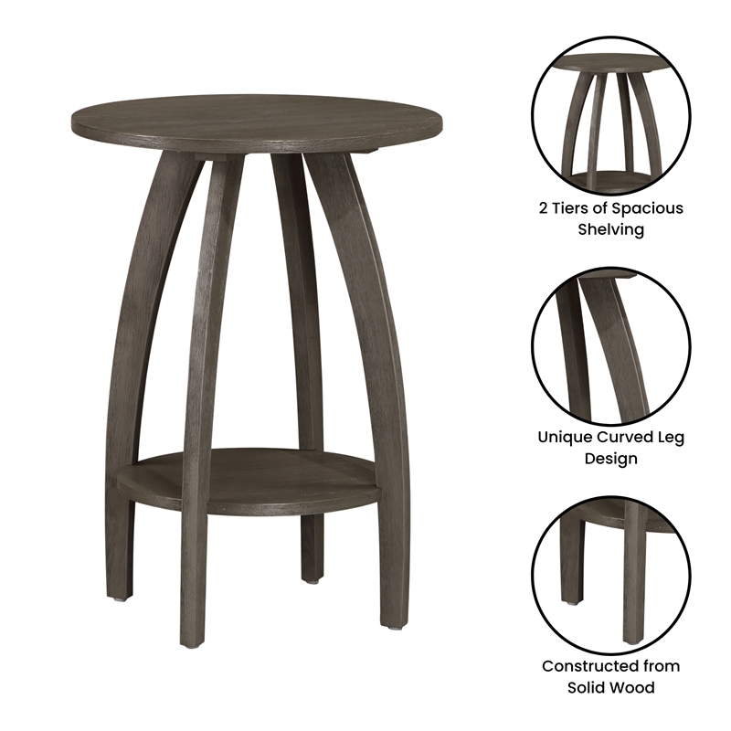 Convenience Concepts Aldrin End Table with Shelf in Gray Wood Finish