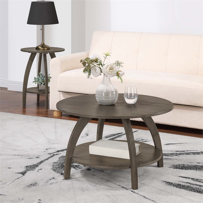 Convenience Concepts Aldrin End Table with Shelf in Gray Wood Finish