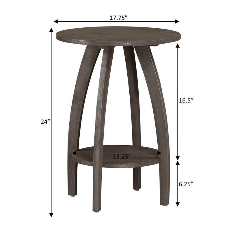 Convenience Concepts Aldrin End Table with Shelf in Gray Wood Finish