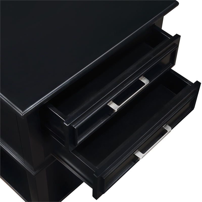Convenience Concepts Sydney Two-Drawer End Table with Shelf in Black Wood Finish