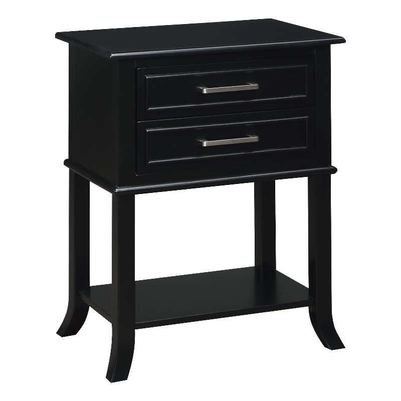 Convenience Concepts Sydney Two-Drawer End Table with Shelf in Black Wood Finish