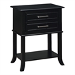 Convenience Concepts Sydney Two-Drawer End Table with Shelf in Black Wood Finish