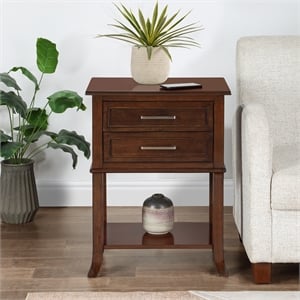 Sydney Two-Drawer End Table with Shelf in Espresso Wood Finish