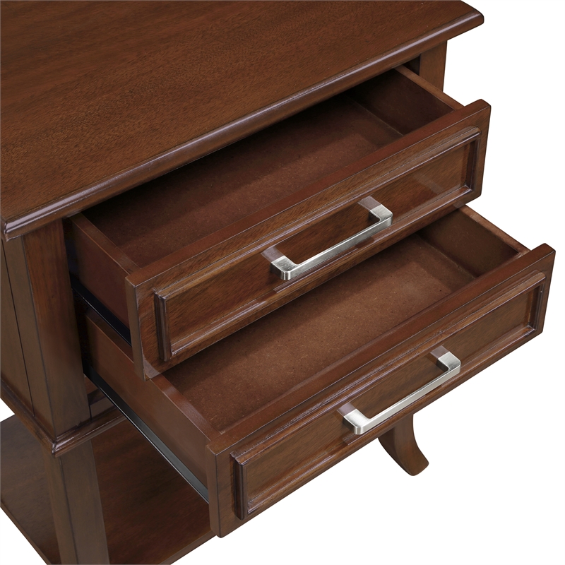 Sydney Two-Drawer End Table with Shelf in Espresso Wood Finish