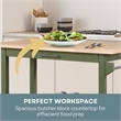 Designs2Go Three-Tier Butcher Block Kitchen Prep Island w/Drawer in Green Wood