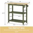 Designs2Go Three-Tier Butcher Block Kitchen Prep Island w/Drawer in Green Wood