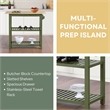 Designs2Go Three-Tier Butcher Block Kitchen Prep Island w/Drawer in Green Wood