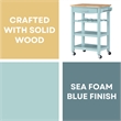 Ellaine Four-Tier Butcher Block Kitchen Cart w/Drawer and Wine Rack in Blue Wood