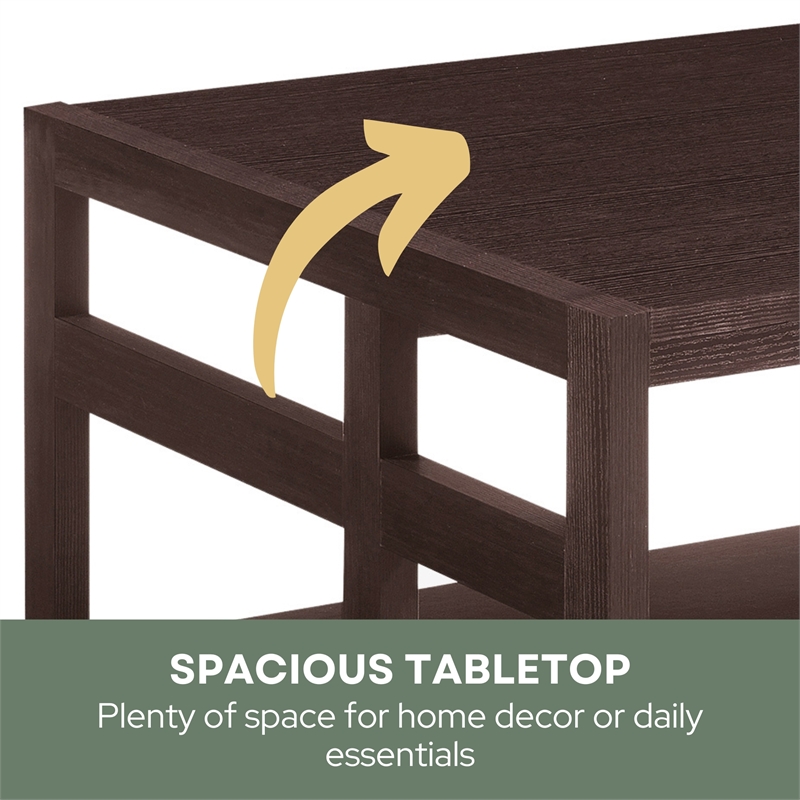 Monterey Square Coffee Table with Shelf in Espresso Wood Finish