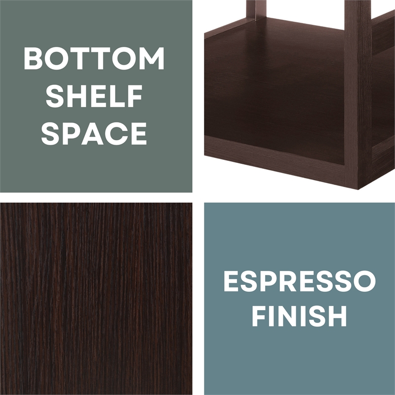 Monterey Square Coffee Table with Shelf in Espresso Wood Finish