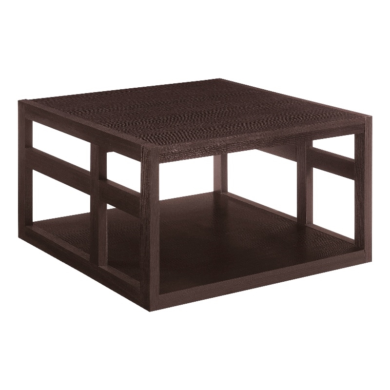 Monterey Square Coffee Table with Shelf in Espresso Wood Finish