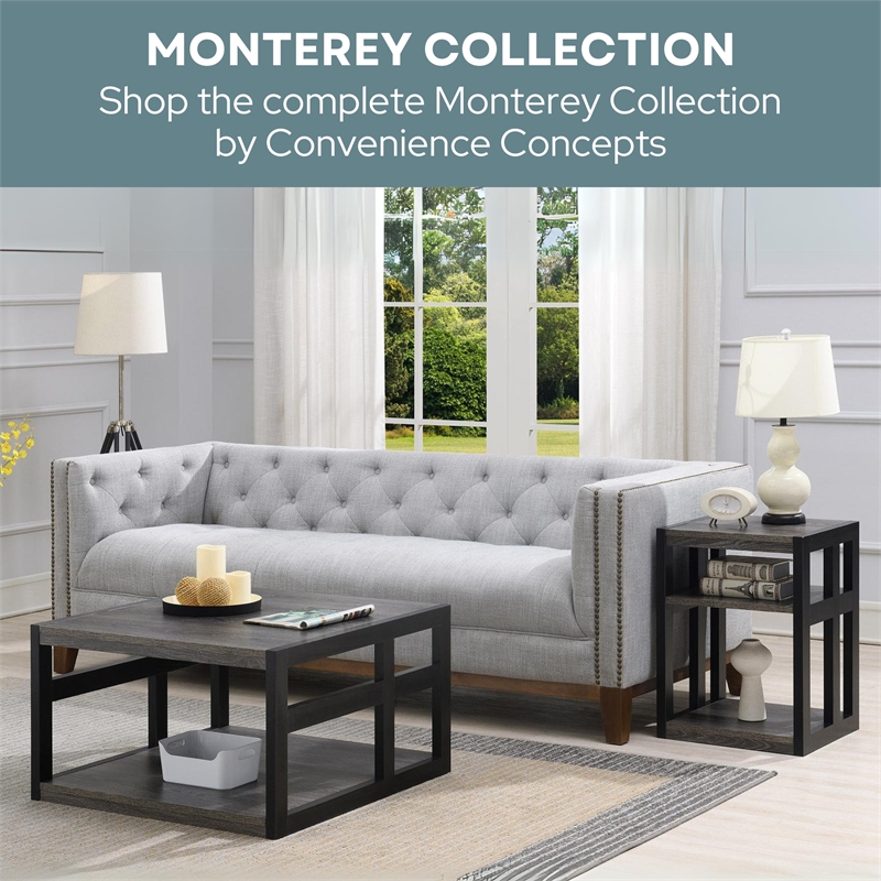 Monterey Square Coffee Table with Shelf in Black Wood Finish