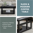 Monterey Square Coffee Table with Shelf in Black Wood Finish