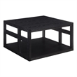 Monterey Square Coffee Table with Shelf in Black Wood Finish