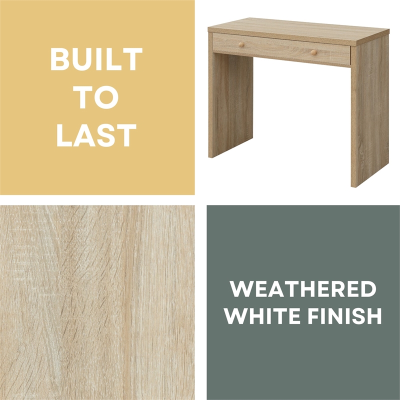 Northfield Desk/Hall Entryway Table with Drawer in White Wood Finish