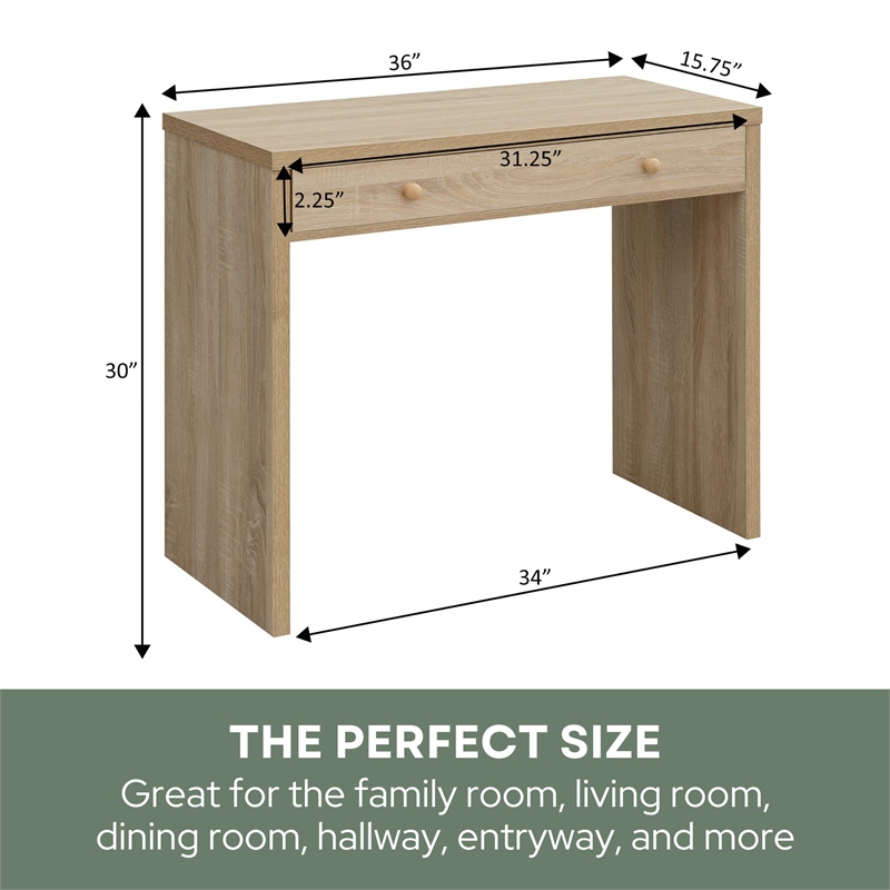 Northfield Desk/Hall Entryway Table with Drawer in White Wood Finish