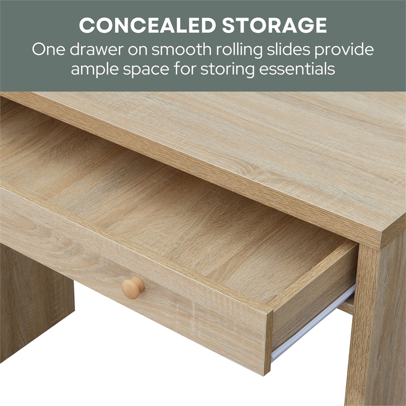 Northfield Desk/Hall Entryway Table with Drawer in White Wood Finish