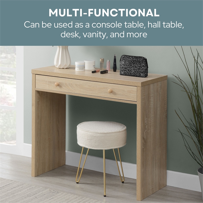Northfield Desk/Hall Entryway Table with Drawer in White Wood Finish