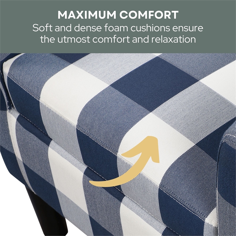 Take a Seat Churchill Accent Chair with Ottoman in Blue and White Fabric