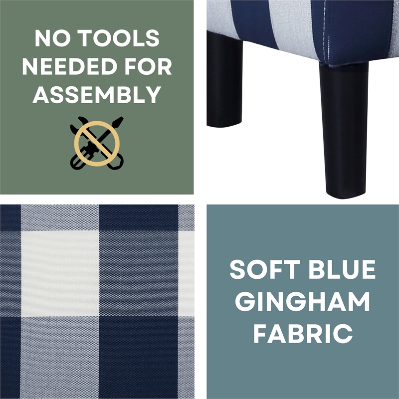 Take a Seat Churchill Accent Chair with Ottoman in Blue and White Fabric