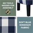 Take a Seat Churchill Accent Chair with Ottoman in Blue and White Fabric