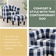 Take a Seat Churchill Accent Chair with Ottoman in Blue and White Fabric
