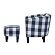 Take a Seat Churchill Accent Chair with Ottoman in Blue and White Fabric