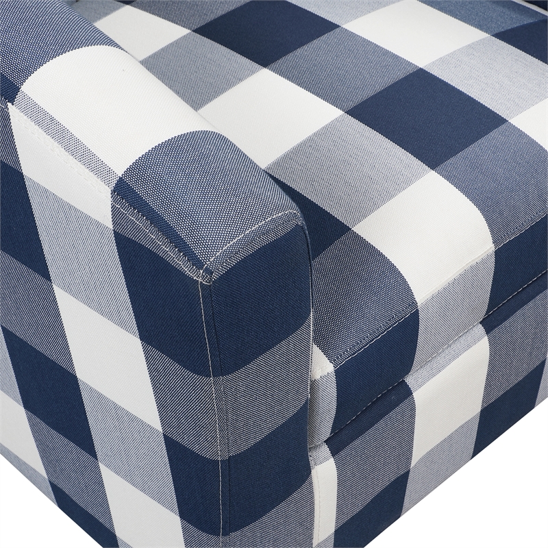 Take a Seat Churchill Accent Chair with Ottoman in Blue and White Fabric