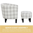 Take a Seat Churchill Accent Chair with Ottoman in Gray and White Plaid Fabric