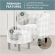 Take a Seat Churchill Accent Chair with Ottoman in Gray and White Plaid Fabric