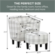 Take a Seat Churchill Accent Chair with Ottoman in Gray and White Plaid Fabric