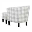 Take a Seat Churchill Accent Chair with Ottoman in Gray and White Plaid Fabric