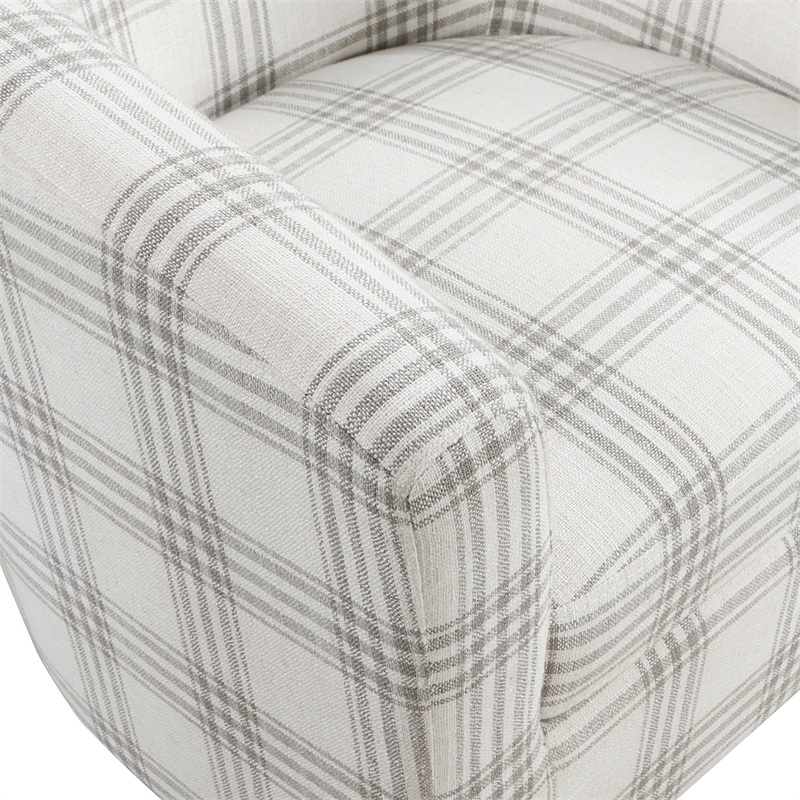 Take a Seat Churchill Accent Chair with Ottoman in Gray and White Plaid Fabric