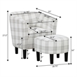 Take a Seat Churchill Accent Chair with Ottoman in Gray and White Plaid Fabric