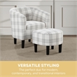 Take a Seat Churchill Accent Chair with Ottoman in Gray and White Plaid Fabric